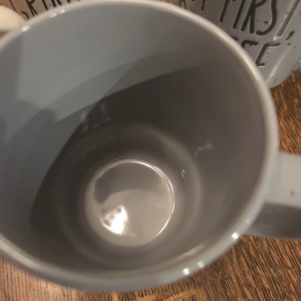 Rare Coffee Lovers' Gray and Cream Speckled Stackable Coffee Mug/Cup Set (4) - Picture 6 of 16